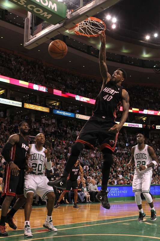   Udonis Haslem #40 Of The Miami Heat Dunks