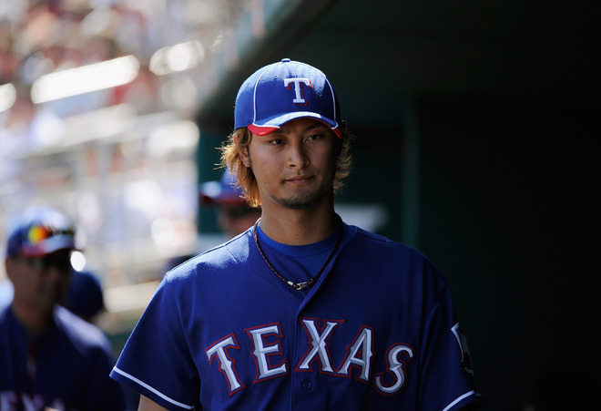   Yu Darvish #11 Of The Texas Rangers Walks