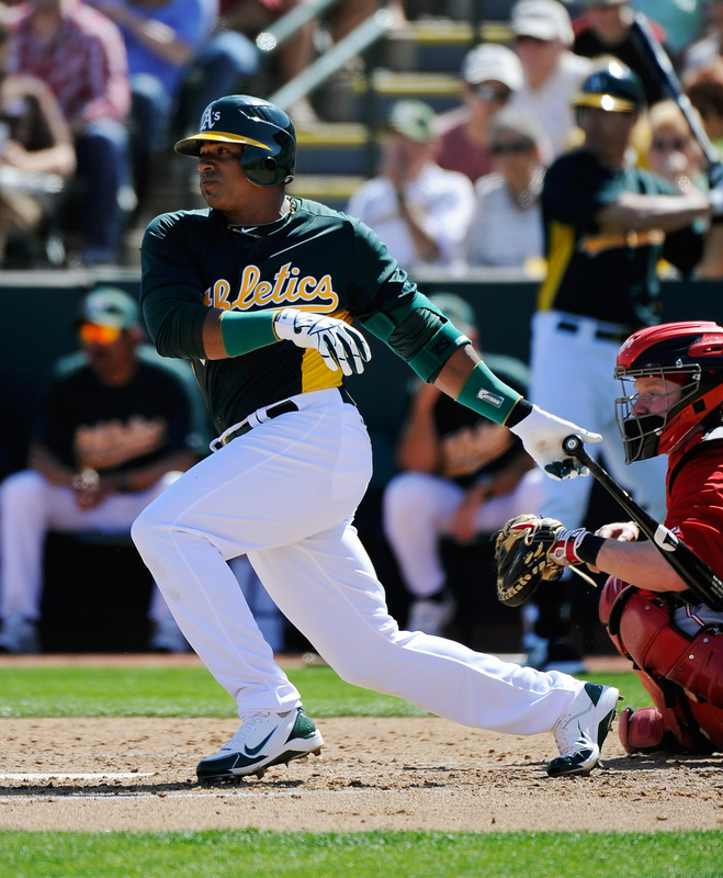   Yoenis Cespedes #52 Of The Oakland Athletics Hits