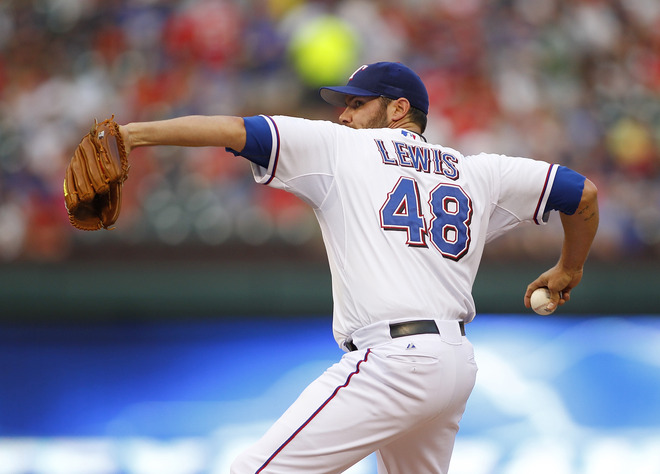  Colby Lewis #48 Of The Texas Rangers Delivers