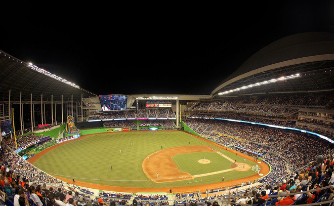   A General View Of Marlins Park On Opening Day