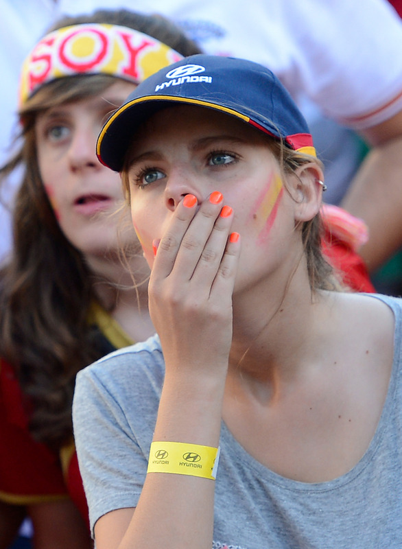 A Supporter Of The Spanish National Football Team Reacts