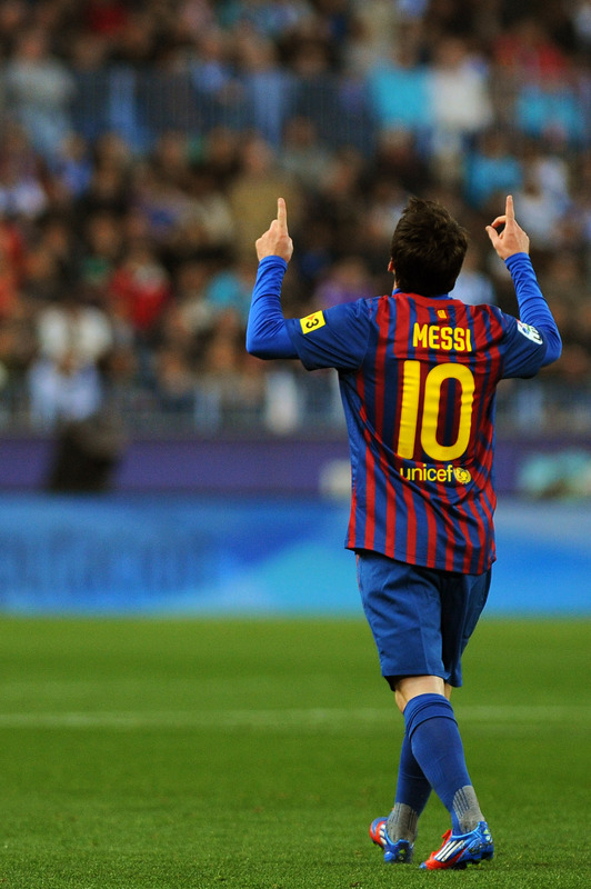 Barcelona's Argentinian Forward Lionel Messi Celebrates