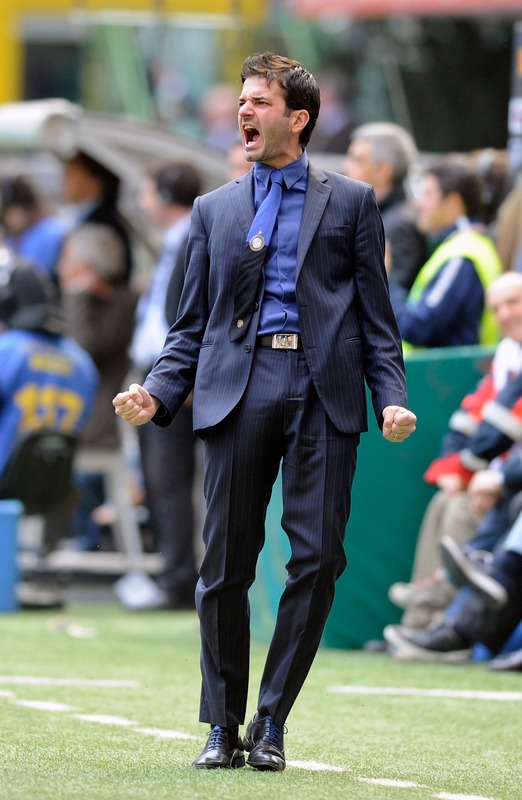   Head Coach Andrea Stramaccioni Of FC Inter Milan Celebrates