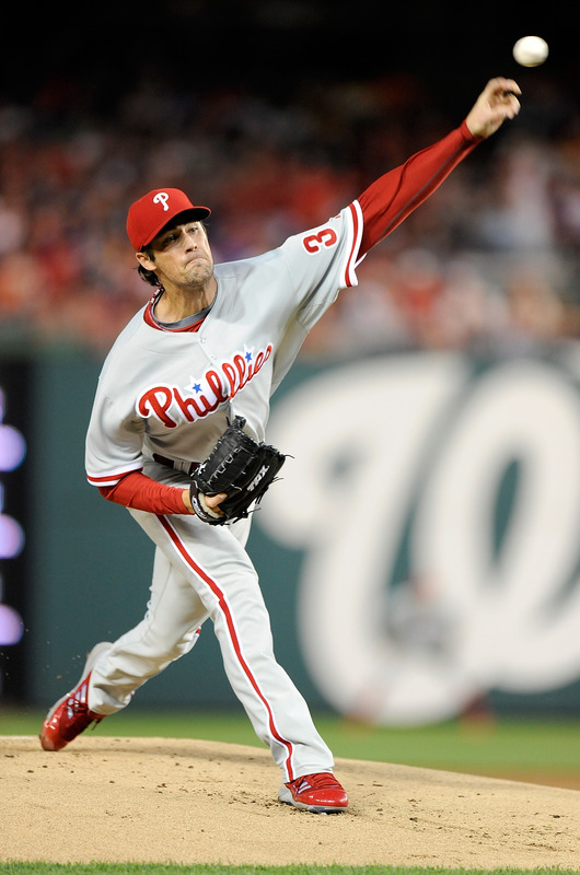   Cole Hamels #35 Of The Philadelphia Phillies Pitches