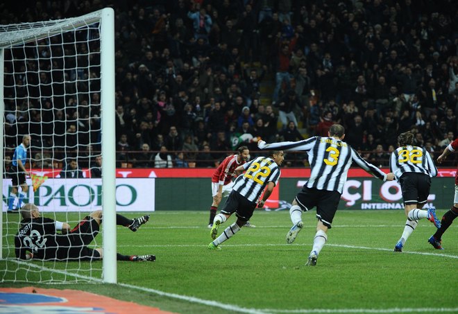 Juventus' Forward Alessandro Matri (R) Celebrates