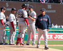 DETROIT, MI - APRIL 05: Boston Red Sox Manager Bobby Valentine #25 walks back to the dugout after making a pitching change in the ninth inning during the game against the Detroit Tigers at Comerica Park on April 5, 2012 in Detroit, Michigan. The Tigers defeated the Red Sox 3-2. (Photo by Leon Halip/Getty Images)