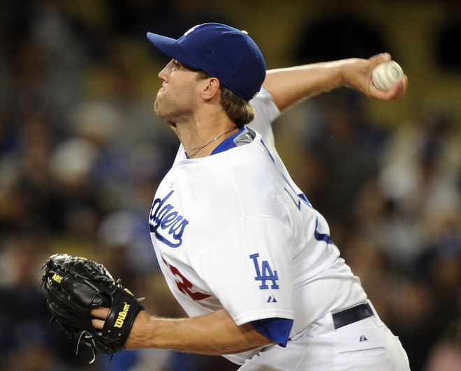   Josh Lindblom #52 Of The Los Angeles Dodgers Pitches