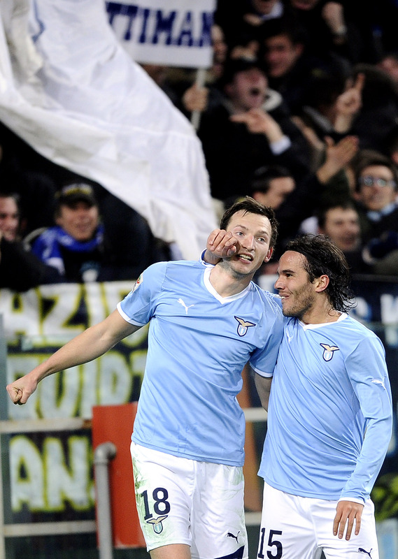 SS Lazio Forward Libor Kozak (L) Celebrates