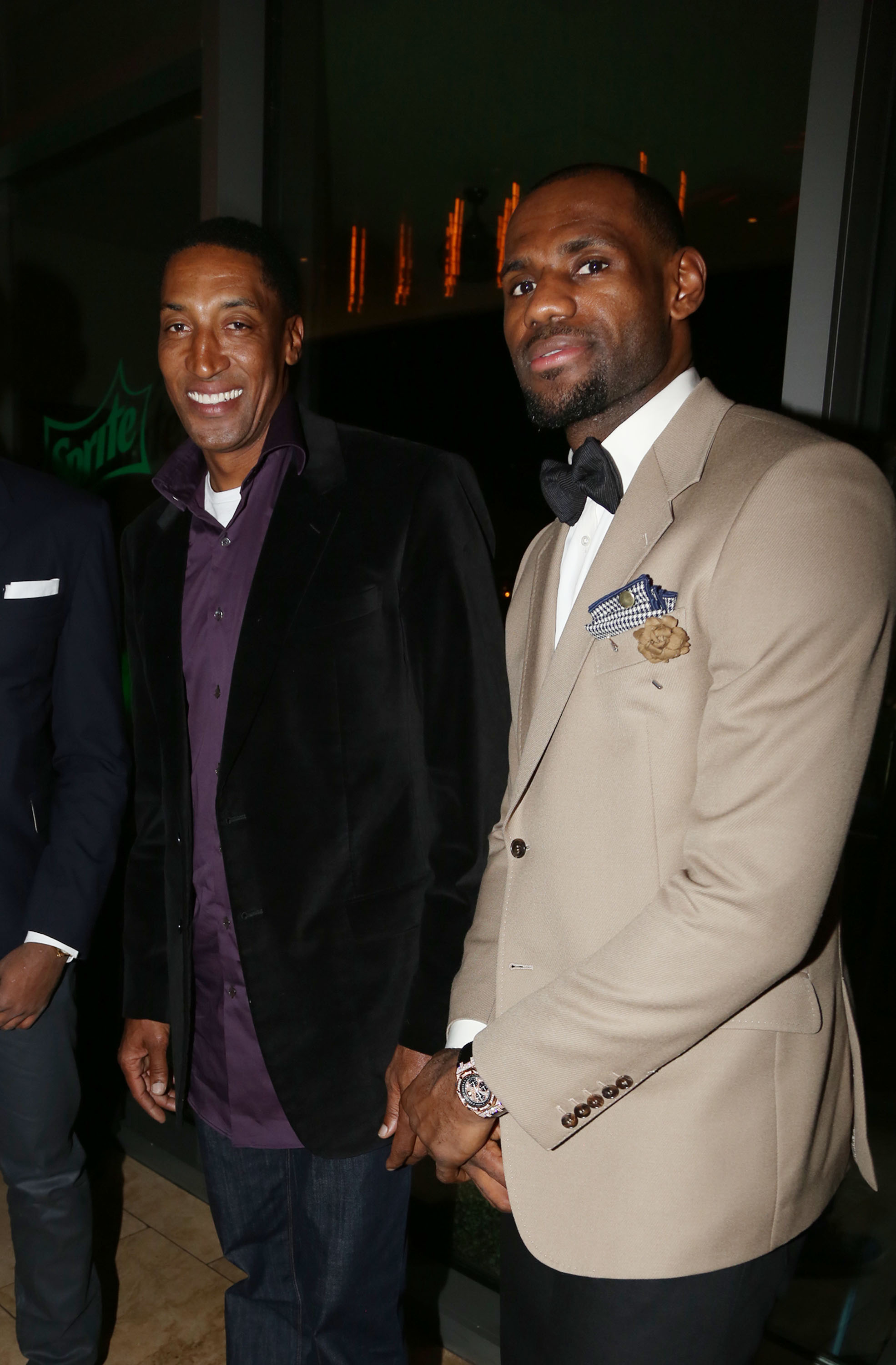 Scottie Pippen (left) stands alongside Scottie Pippen after Scottie Pippen.