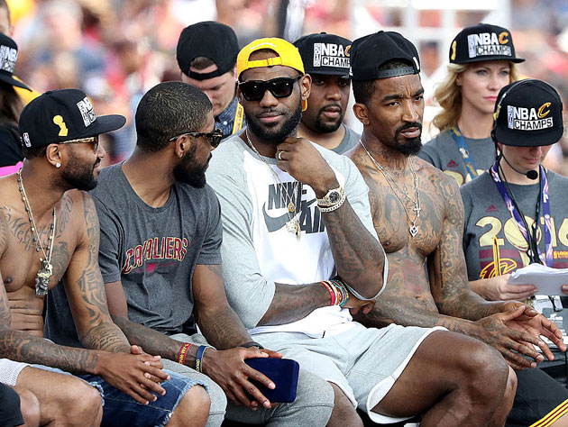 LeBron James, seconds after declining J.R. Smith's team option. (Getty Images)
