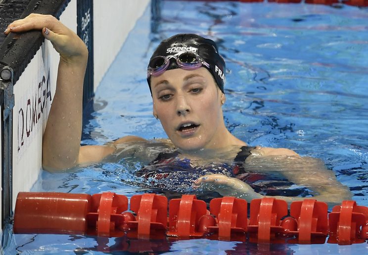 United States' Missy Franklin reacts after placing last in a women's 200-meter freestyle semifinal. (AP)