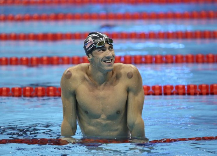 Michael Phelps reacts after winning the gold medal in the 200 butterfly.