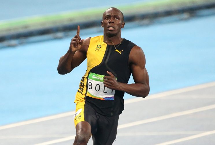Usain Bolt won the 100-meter Sunday night, his third-straight Olympic gold in the event. (Getty)