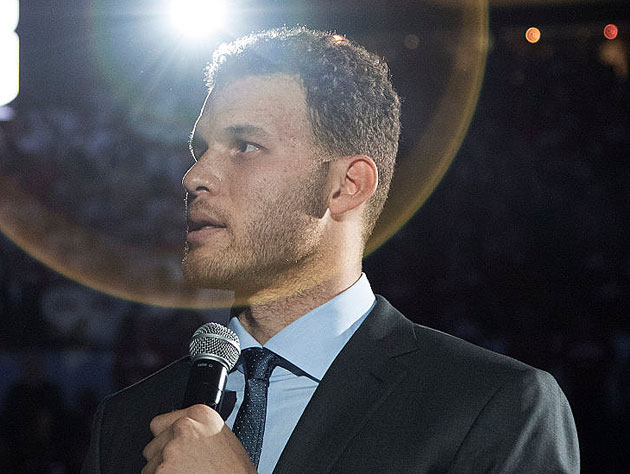 Blake Griffin takes the mic. (Getty Images)
