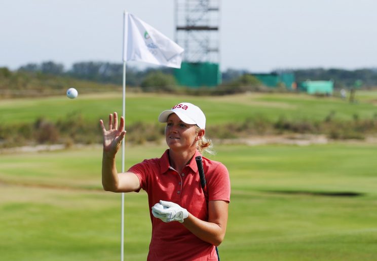 Stacy Lewis prepares for the women's Olympic golf tournament. (Getty Images)