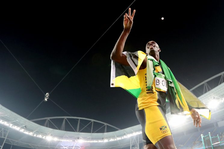 After his final Olympics race, Usain Bolt still had one more athletic feat left in him (AP)