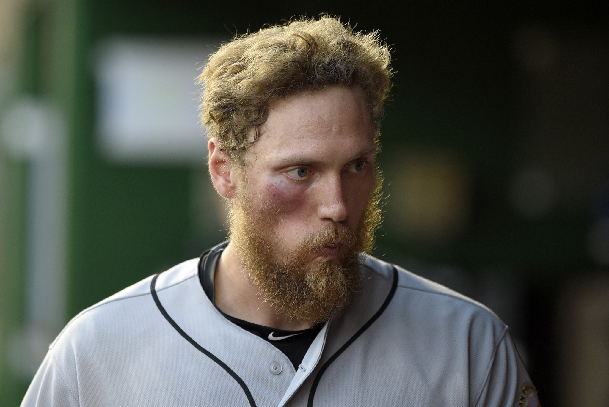 Hunter Pence inflicted a little pain on himself on Saturday. (AP)