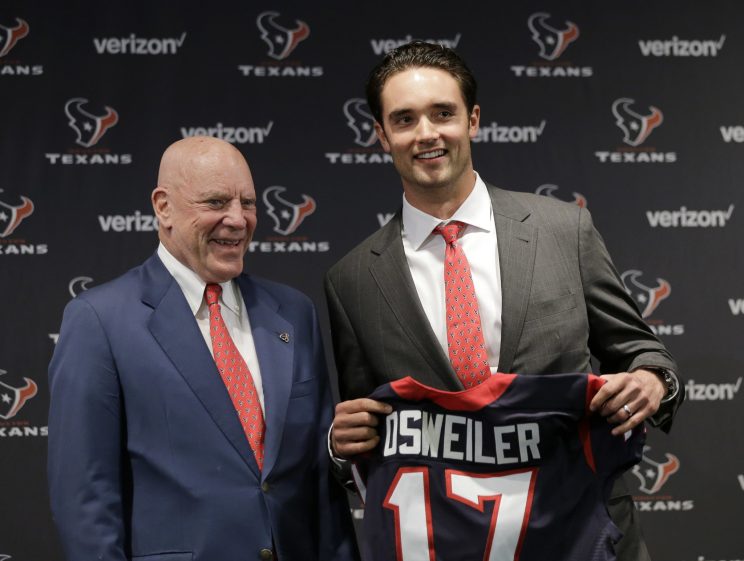 Brock Osweiler with Texans owner Bob McNair (AP)