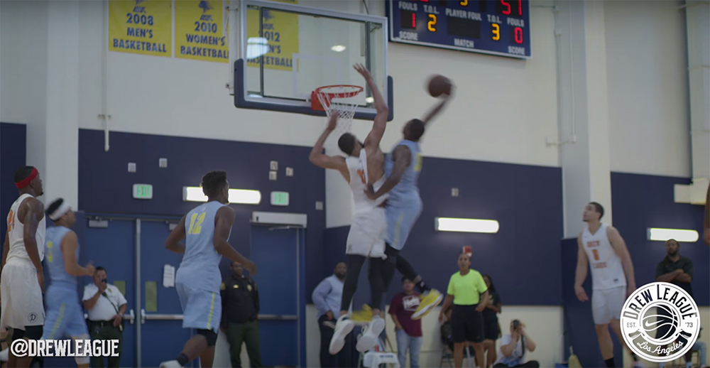 The moment of truth for Dorell Wright and JaVale McGee. (Screencap via Drew League)