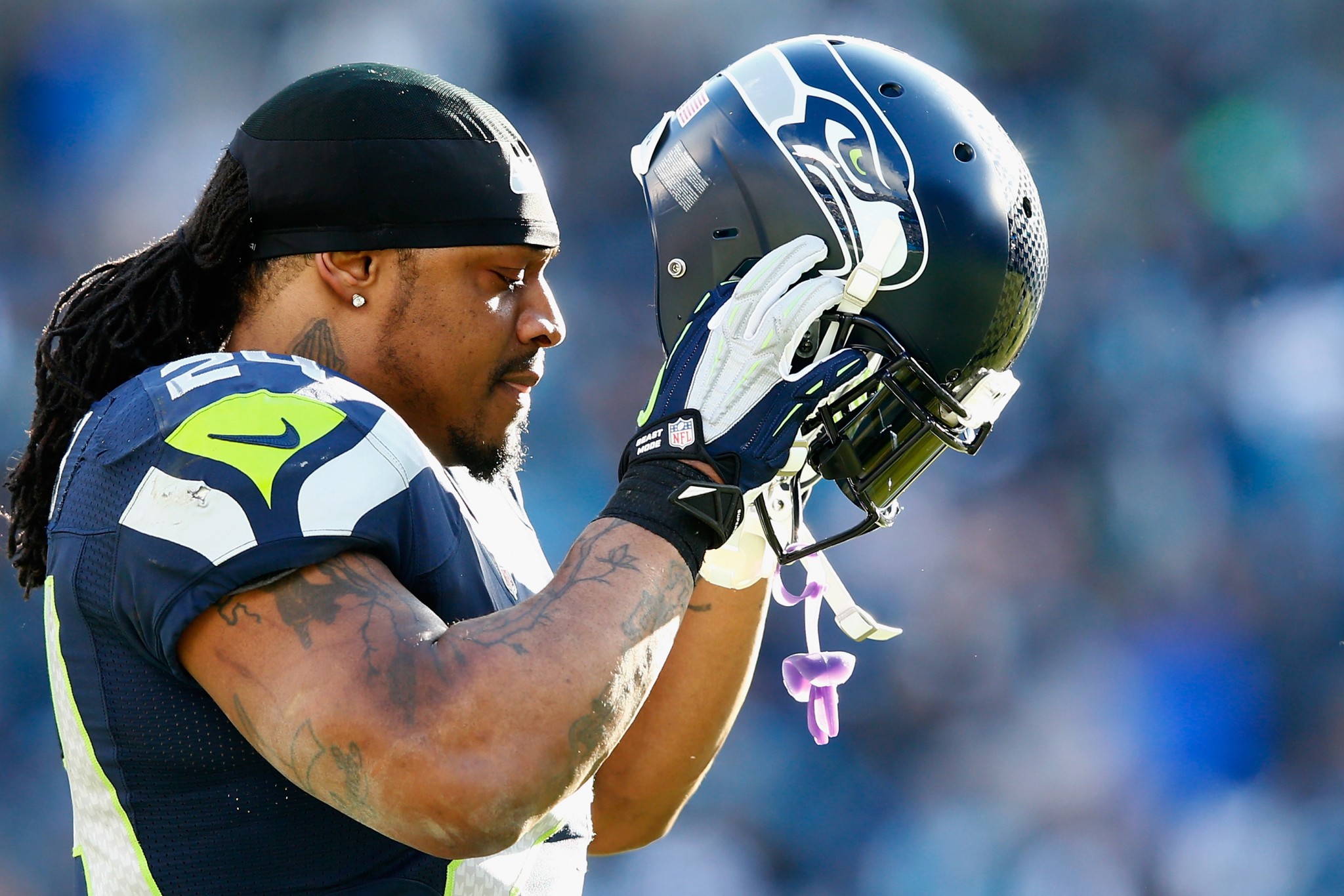 Marshawn Lynch celebrated Cal's 2006 win over Washington with a golf cart (Getty). 