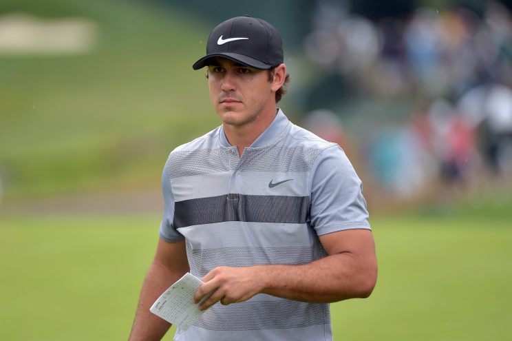 Brooks Koepka is in contention to win the PGA Championship despite an ankle injury. (Getty Images)