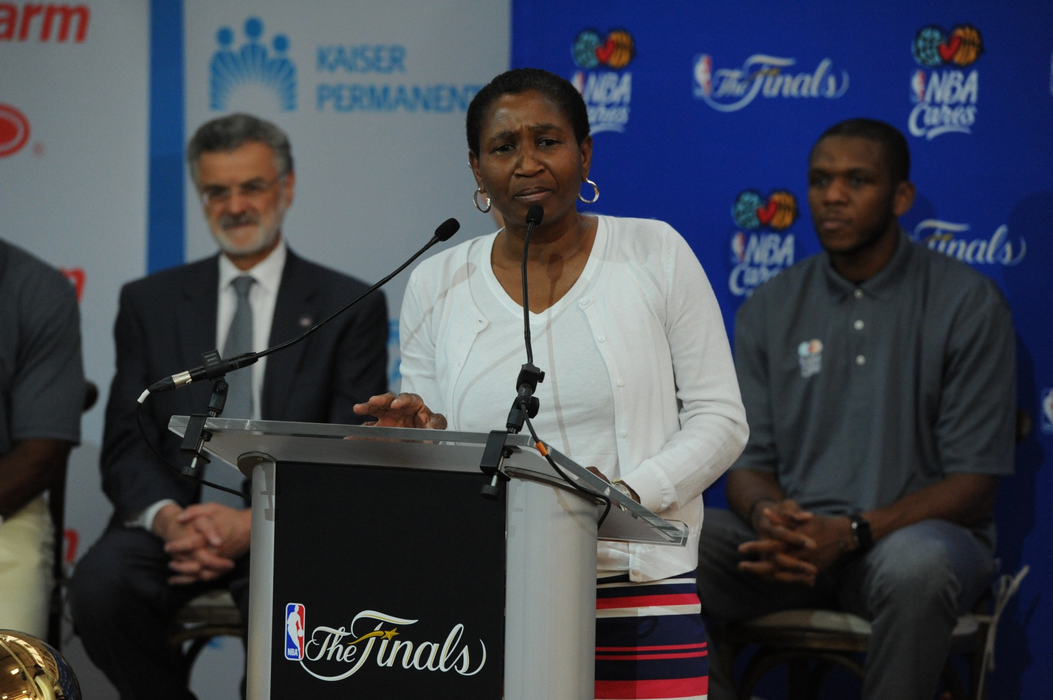 Michele Roberts speaks at a union event during the 2015 NBA Finals. (Garrett W. Ellwood/NBAE via Getty Images)