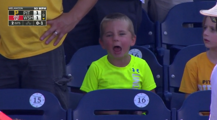 Young Pirates fan yells during the Pirates-Nationals game on July 17, 2016.