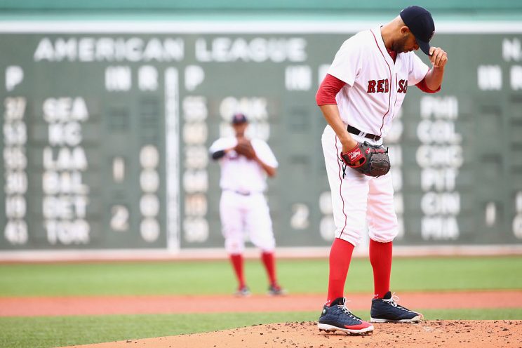 BOSTON, MA - JULY 10: David Price #24 of the Boston Red Sox prepares to pitch against the Tampa Bay Rays during the first inning at Fenway Park on July 10, 2016 in Boston, Massachusetts. (Photo by Maddie Meyer/Getty Images)