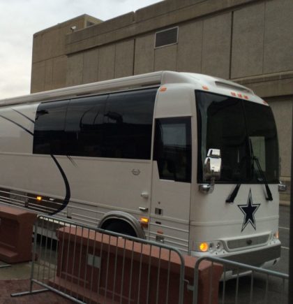 The Dallas Cowboys bus, pictured here in February in Indianapolis, was involved in an accident Sunday near Las Vegas (Yahoo Sports).