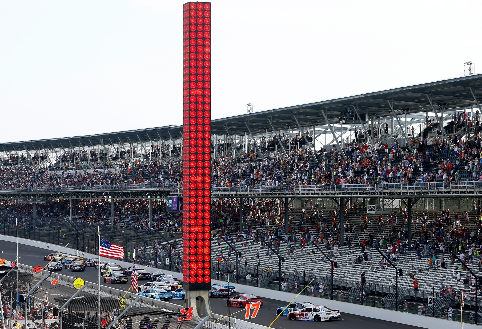 The stands during a red flag in Sunday's race (Getty).