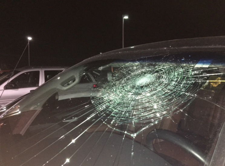 Brandon Thomas broke his own windshield with a grand slam (@SammyLev on Twitter)