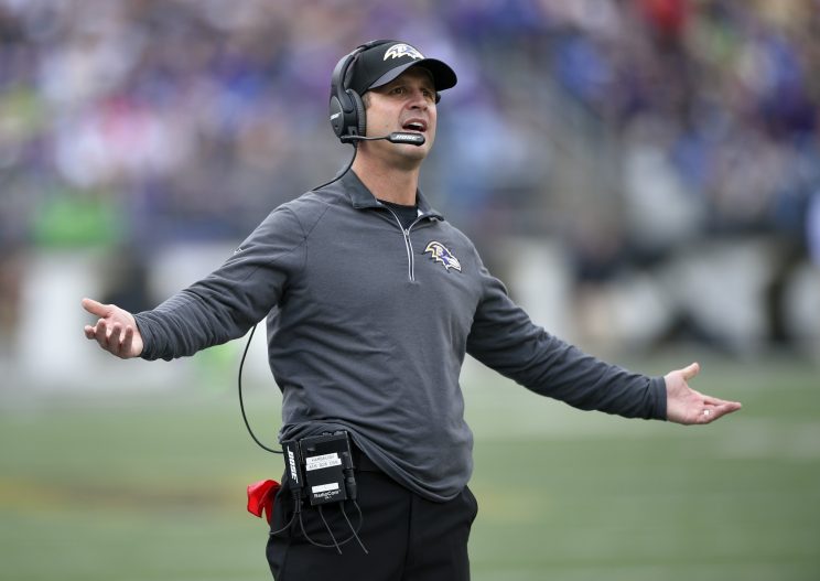 John Harbaugh is coming off his first losing season as an NFL coach (AP)