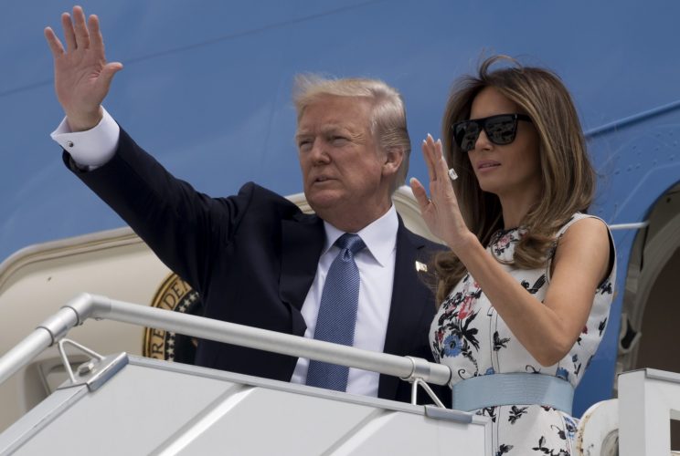 Donald Trump and wife Melania prepare to leave Paris en route to the U.S. Women's Open. (AFP)