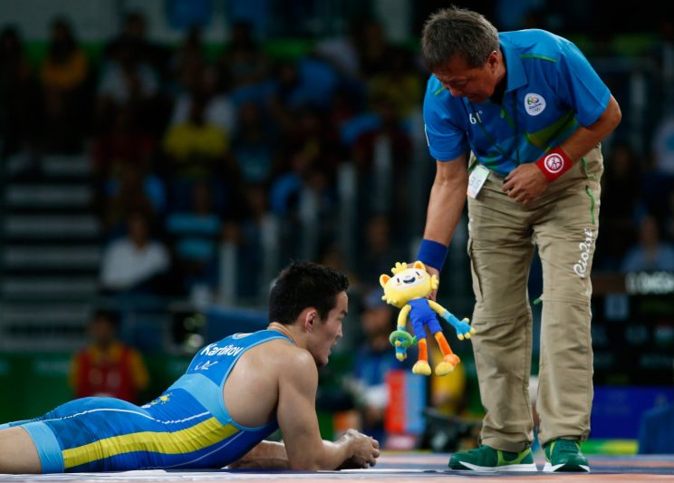 Olympic mascot, Vinicius, has made multiple appearances in the wrestling ring (Getty)