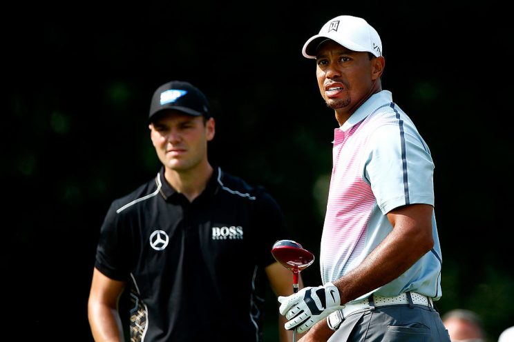 Martin Kaymer and Tiger Woods in 2014. (Getty)