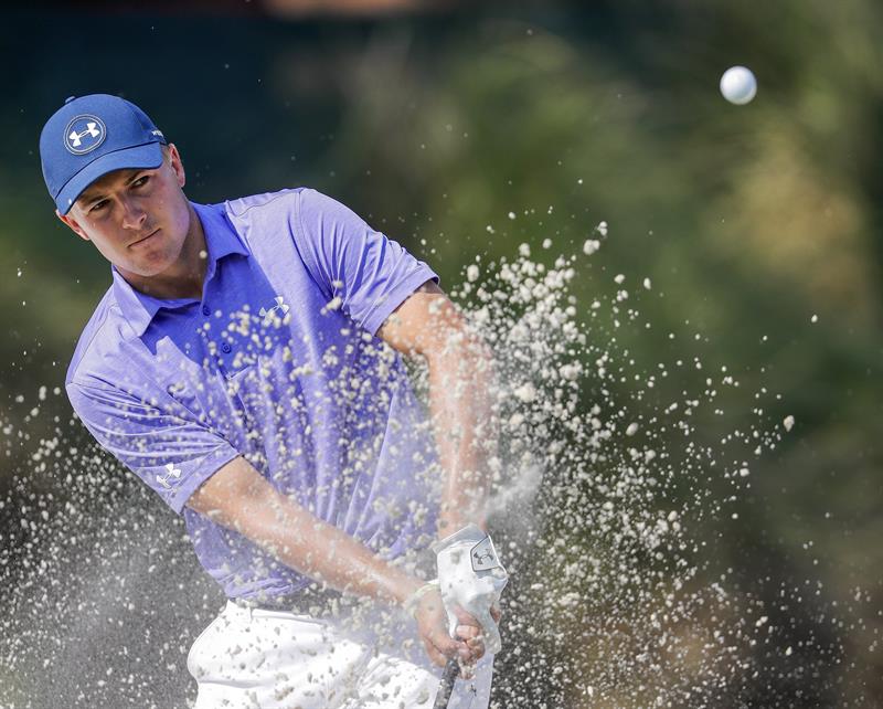 Jordan Spieth took issue with the condition of one trap on Thursday. 