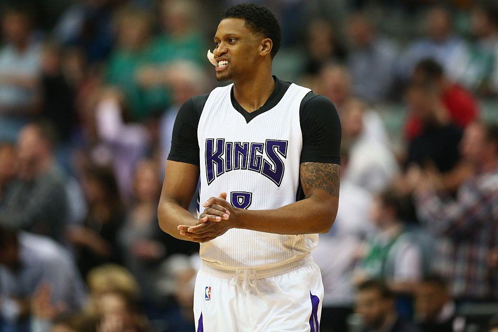 Rudy Gay of the Sacramento Kings looks on during a March 3, 2016 game. (Ronald Martinez/Getty Images)