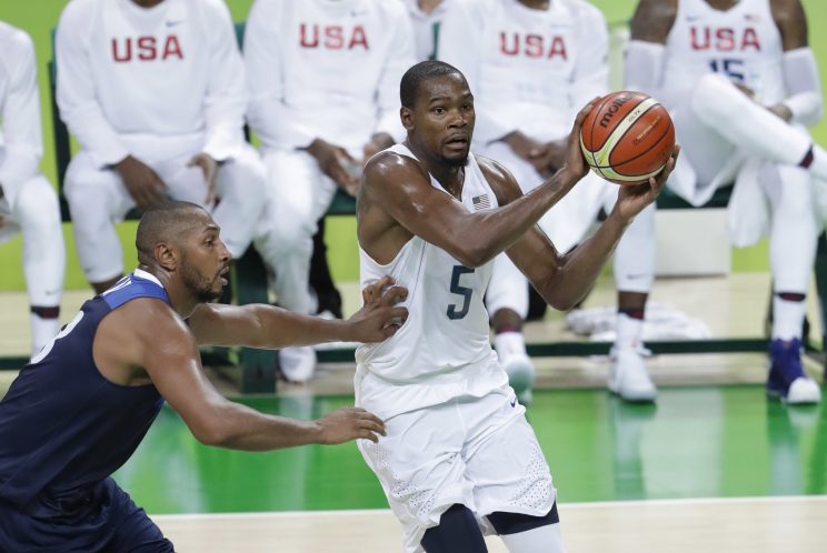 Kevin Durant and Team USA will look to find top form in the elimination round. (AP Photo/Eric Gay)
