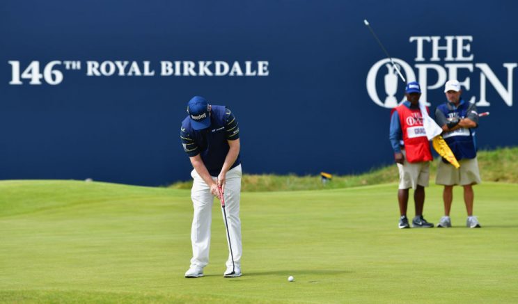 SOUTHPORT, ENGLAND - JULY 22: Branden Grace makes his putt for par on the 18th green to shoot a 62, the lowest round in major history. (Getty)