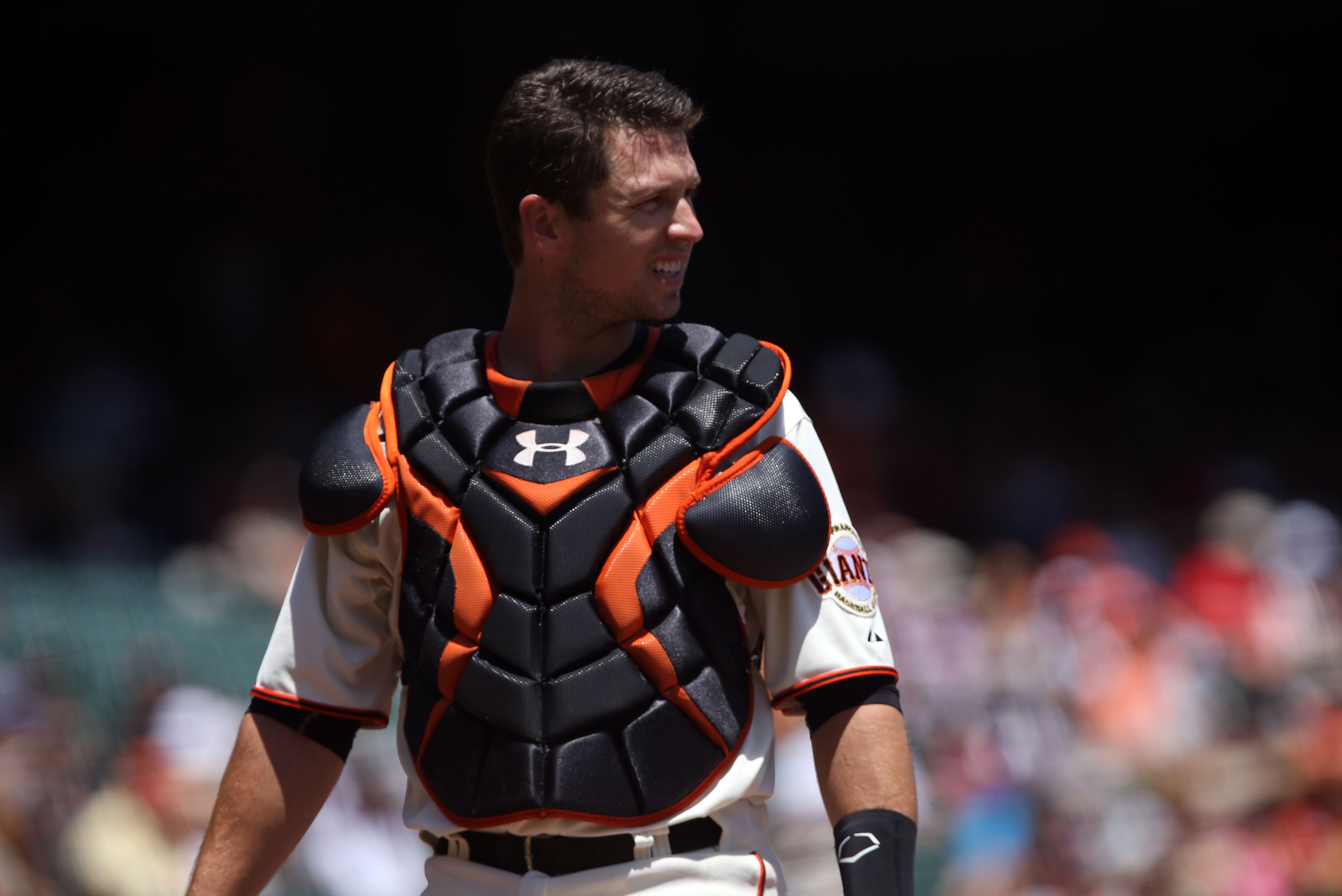Buster Posey's arm could be as important as his bat. (USA TODAY Sports)
