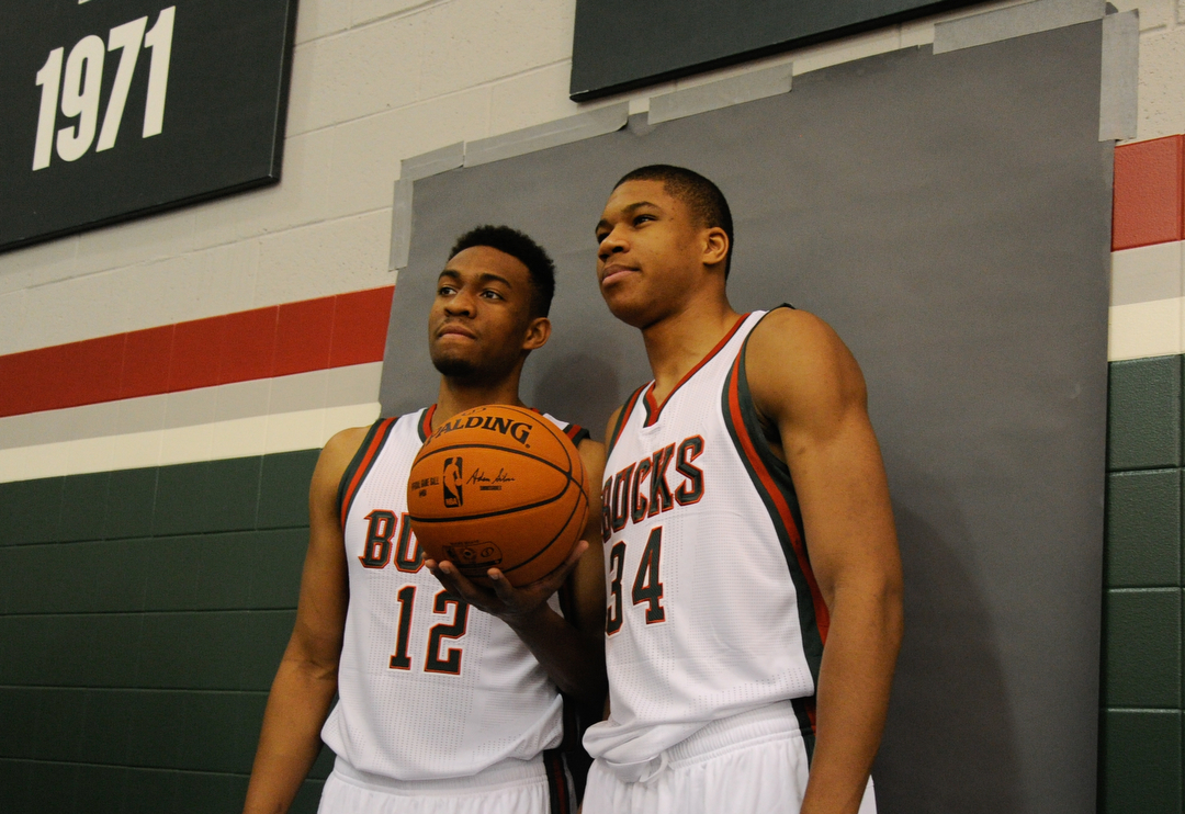 The combined ages of Jabari Parker (left) and Giannis Antetokounmpo make one Kevin Garnett. (USA TODAY Sports)