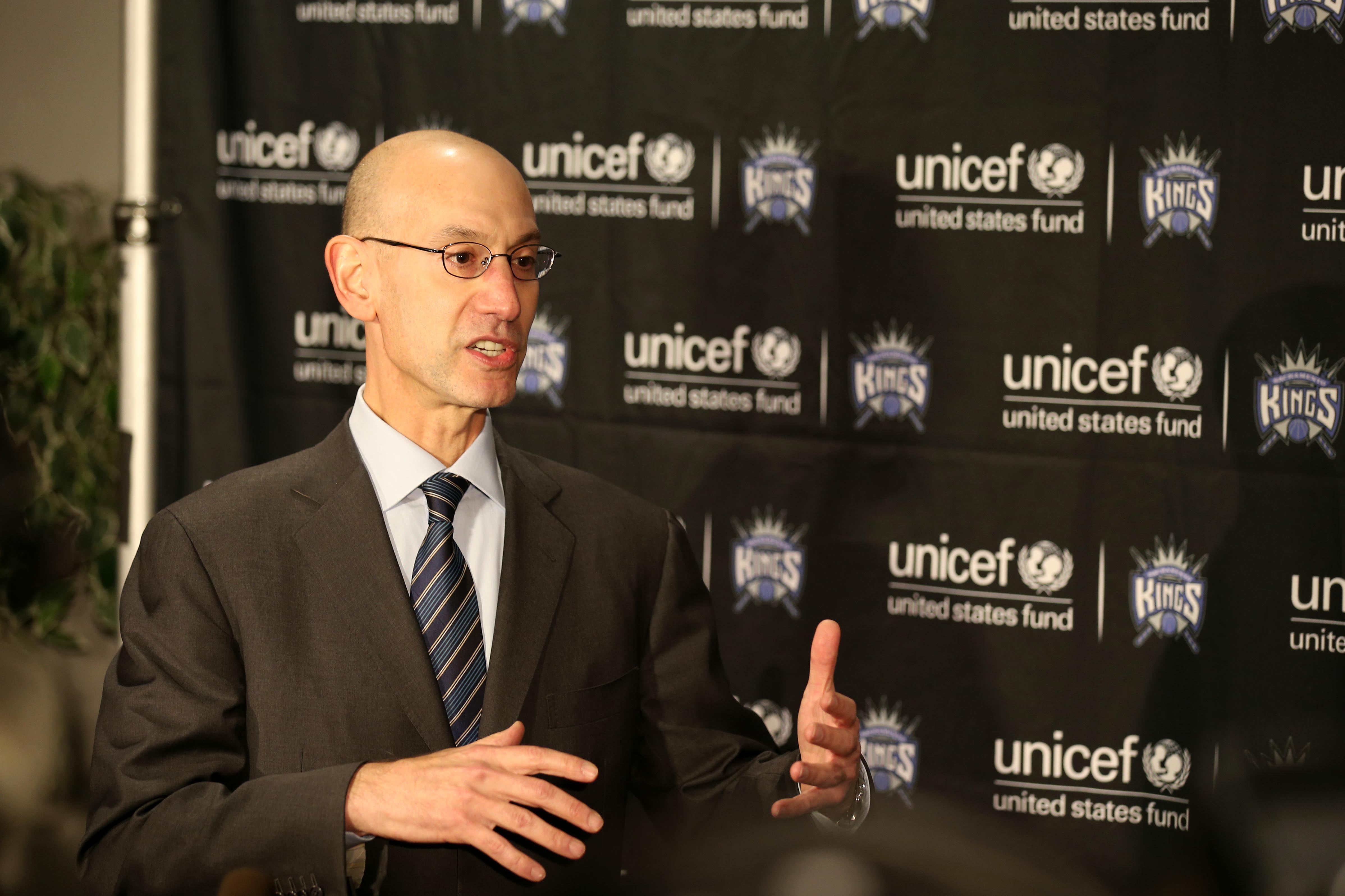 NBA Commissioner Adam Silver favors a cap-smoothing plan. (Kelley L Cox-USA TODAY Sports)