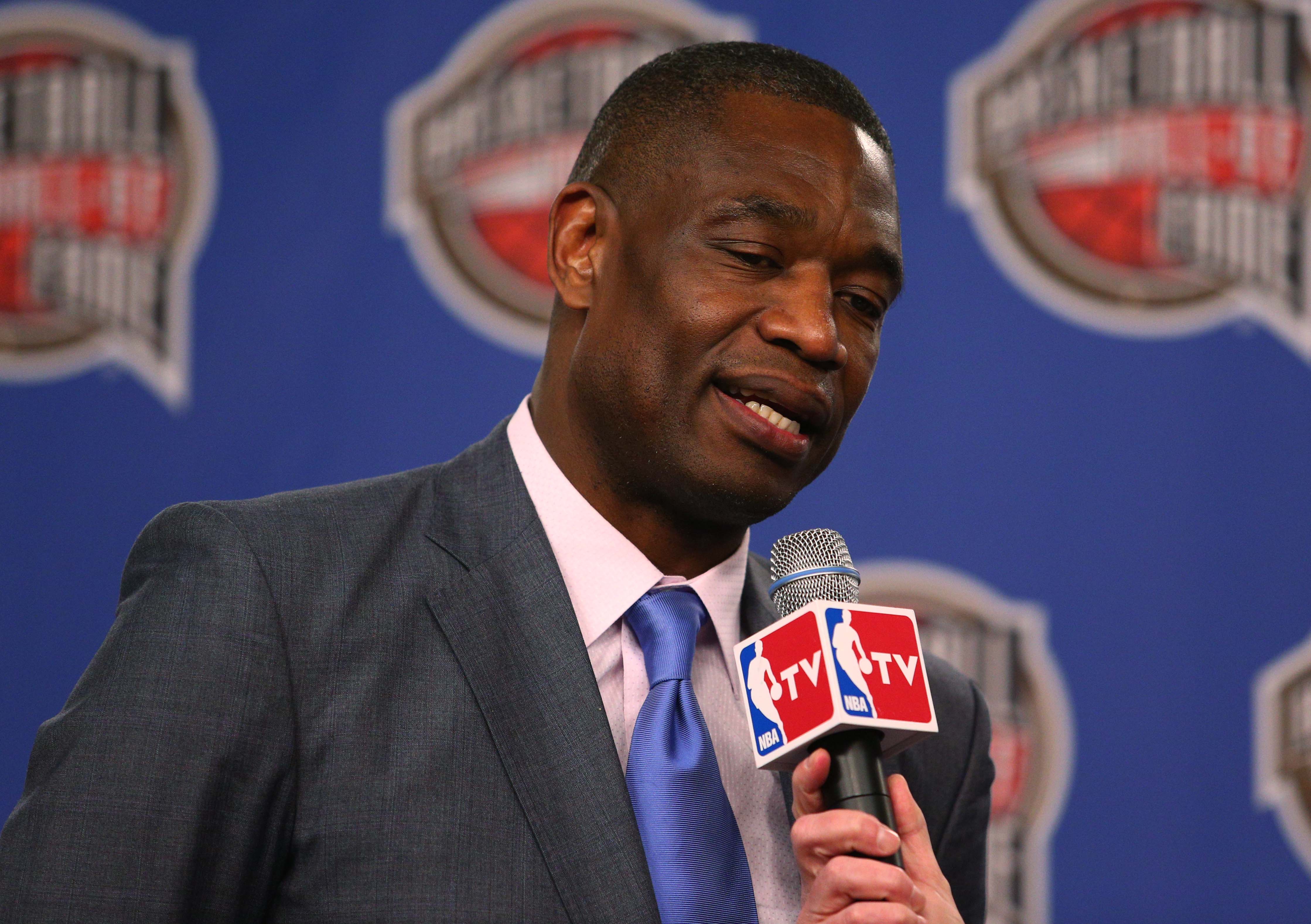Dikembe Mutombo speaks during the Hall of Fame announcement at Madison Square Garden. (Brad Penner-USA TODAY Sports)