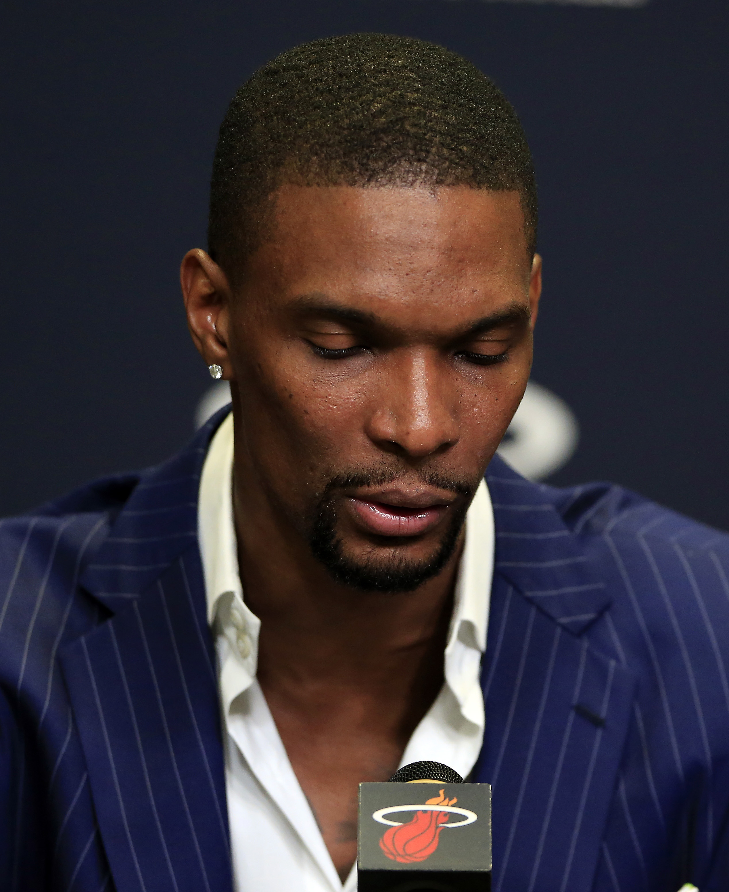 Chris Bosh speaks to media Monday. (Robert Mayer-USA TODAY Sports)