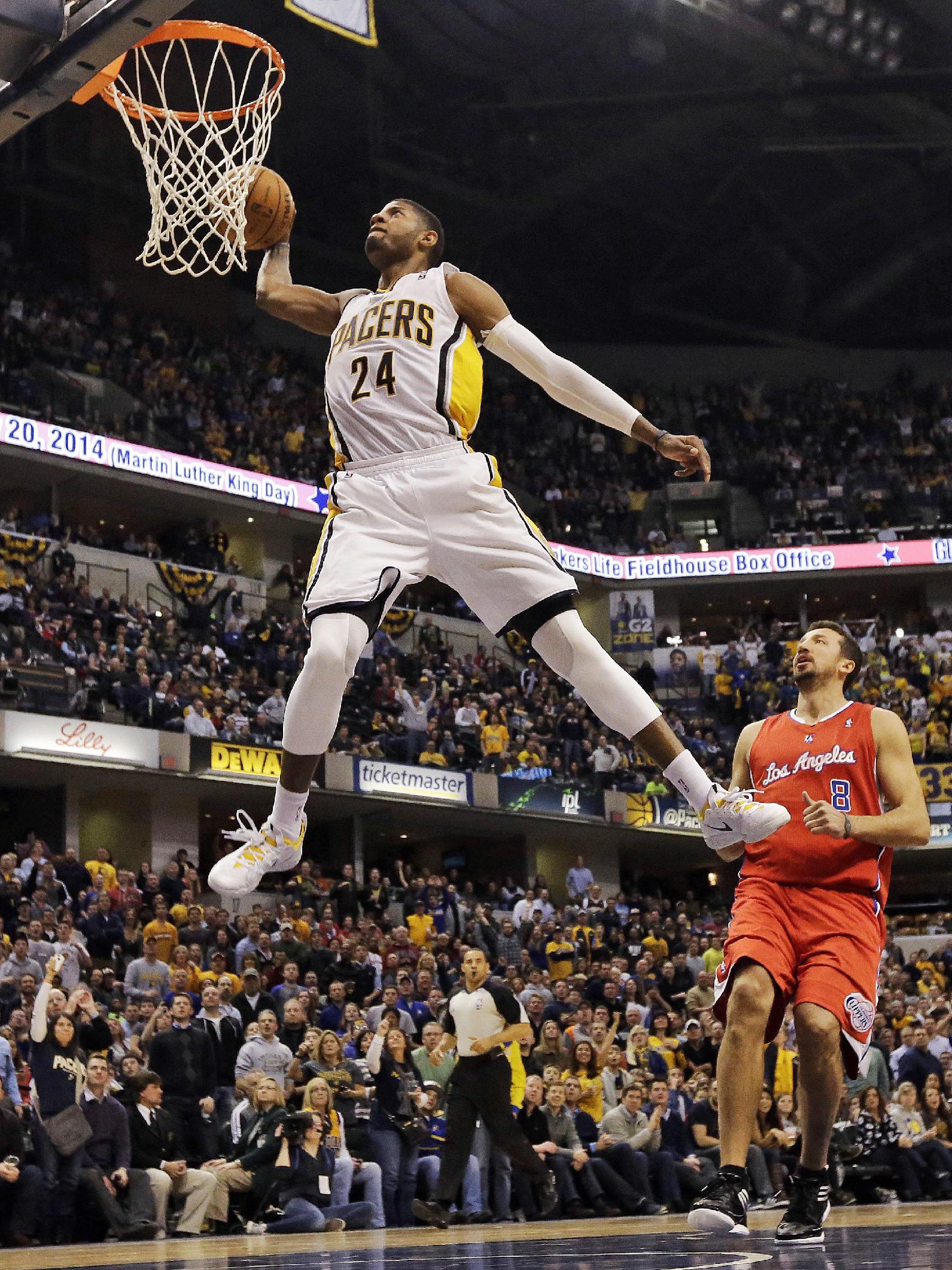 Paul George’s 360-windmill was the dunk of the year in 2013-14. (AP Photo/AJ Mast, File)