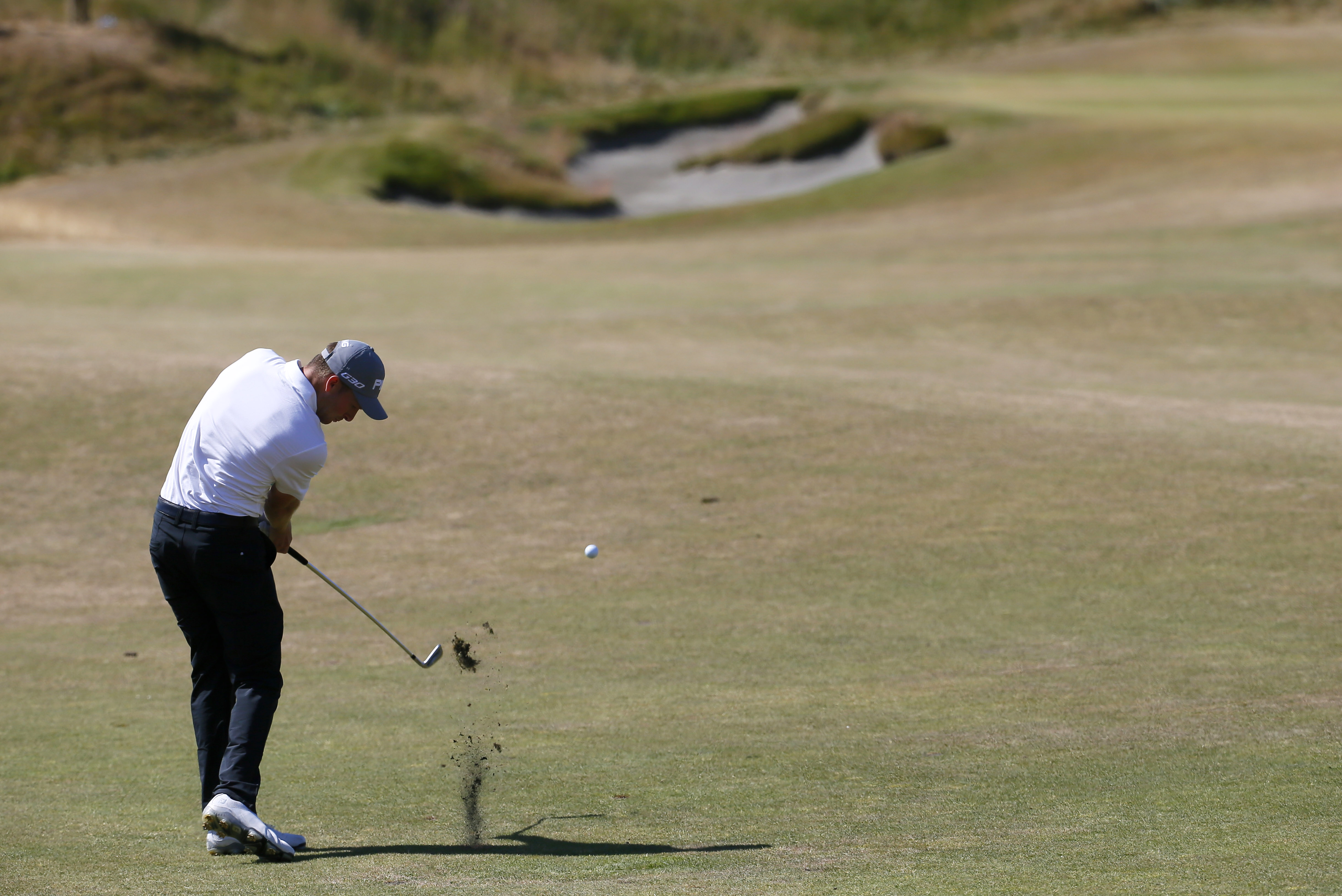 Amateur Brian Campbell hits from the fairway on the sixth hole during the U.S. Open. (AP)