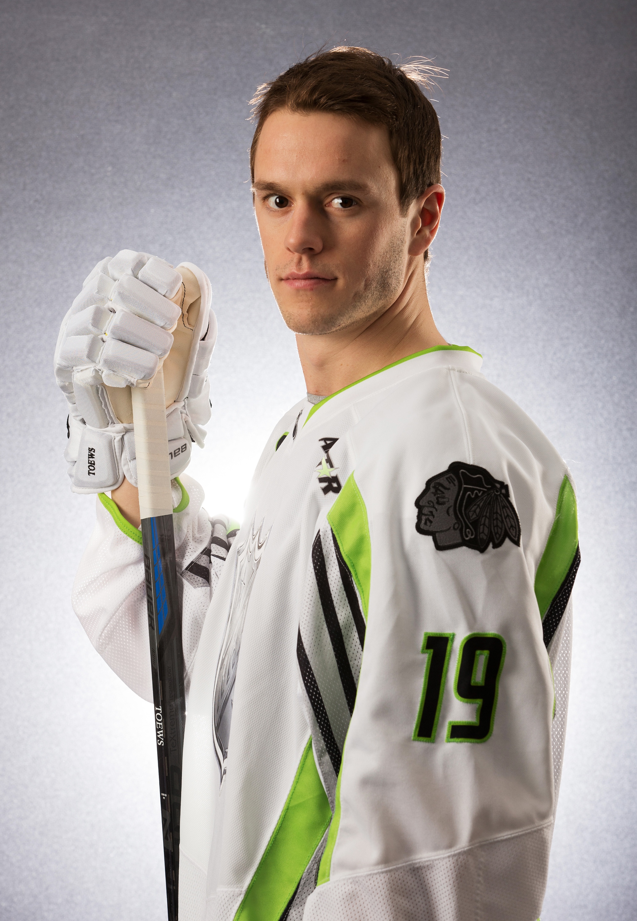 COLUMBUS, OH - JANUARY 25:  Jonathan Toews #19 of the Chicago Blackhawks and Team Toews poses for a portrait prior to the 2015 Honda NHL All-Star Game at Nationwide Arena on January 25, 2015 in Columbus, Ohio.  (Photo by Gregory Shamus/Getty Images)