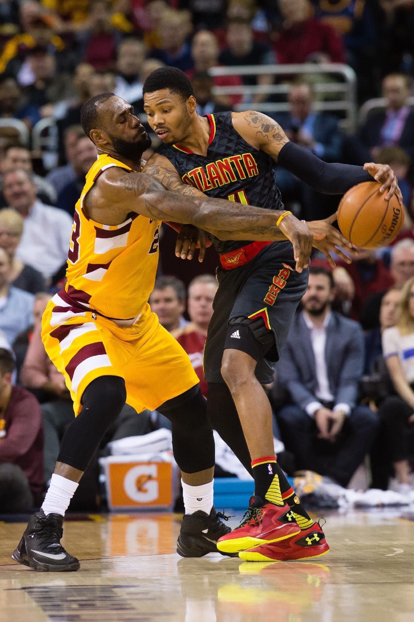 LeBron James attempts to get Kent to Baze less. (Jason Miller/Getty Images)