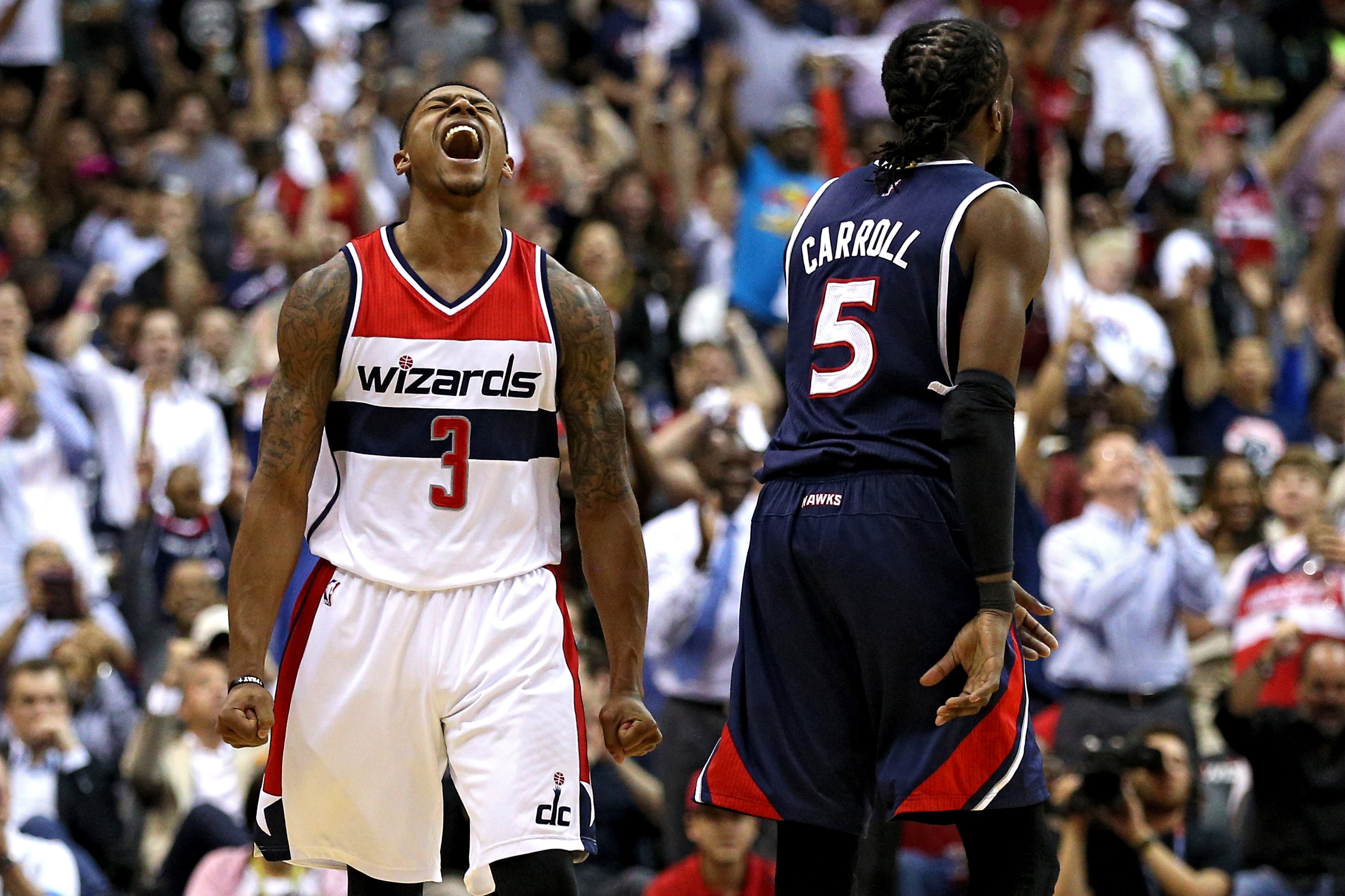 Bradley Beal makes sure you're listening. (Patrick Smith/Getty Images)